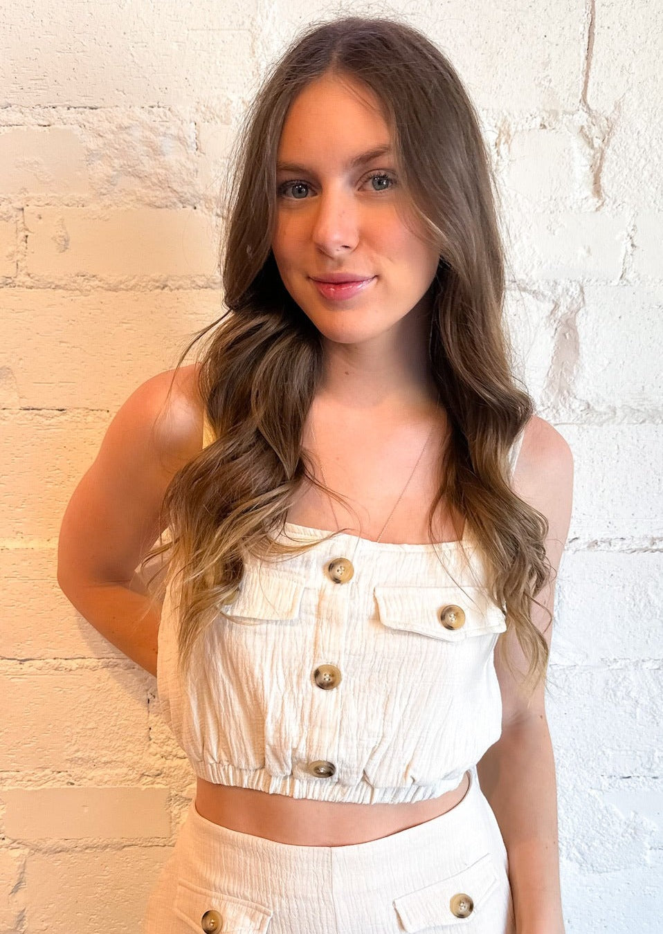 Sleeveless Button Crop Top, Tops, Adeline, Adeline, dallas boutique, dallas texas, texas boutique, women's boutique dallas, adeline boutique, dallas boutique, trendy boutique, affordable boutique