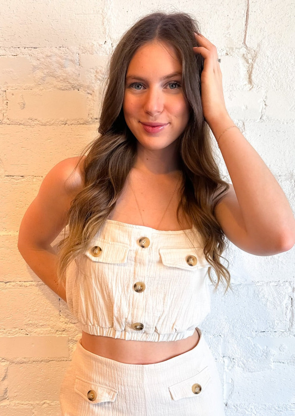 Sleeveless Button Crop Top, Tops, Adeline, Adeline, dallas boutique, dallas texas, texas boutique, women's boutique dallas, adeline boutique, dallas boutique, trendy boutique, affordable boutique