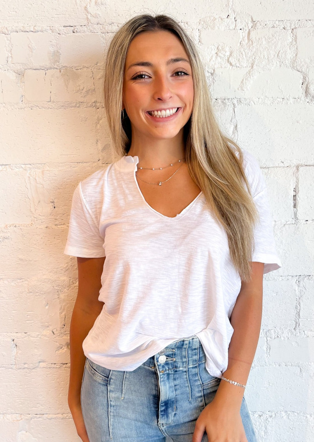 Plata Notched Tee, Tops, Adeline, Adeline, dallas boutique, dallas texas, texas boutique, women's boutique dallas, adeline boutique, dallas boutique, trendy boutique, affordable boutique