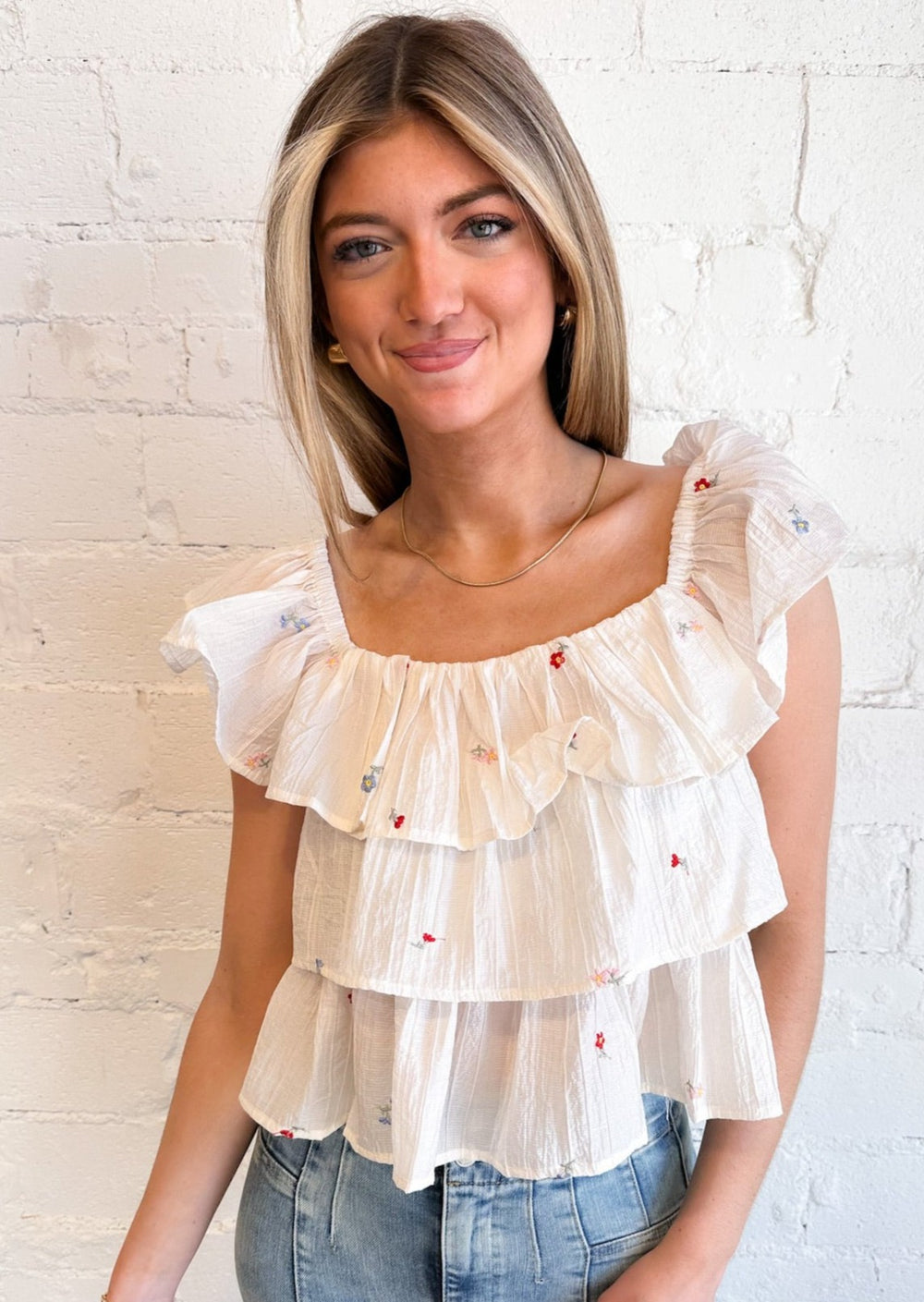 Floral Embroidered Top, Tops, Adeline, Adeline, dallas boutique, dallas texas, texas boutique, women's boutique dallas, adeline boutique, dallas boutique, trendy boutique, affordable boutique