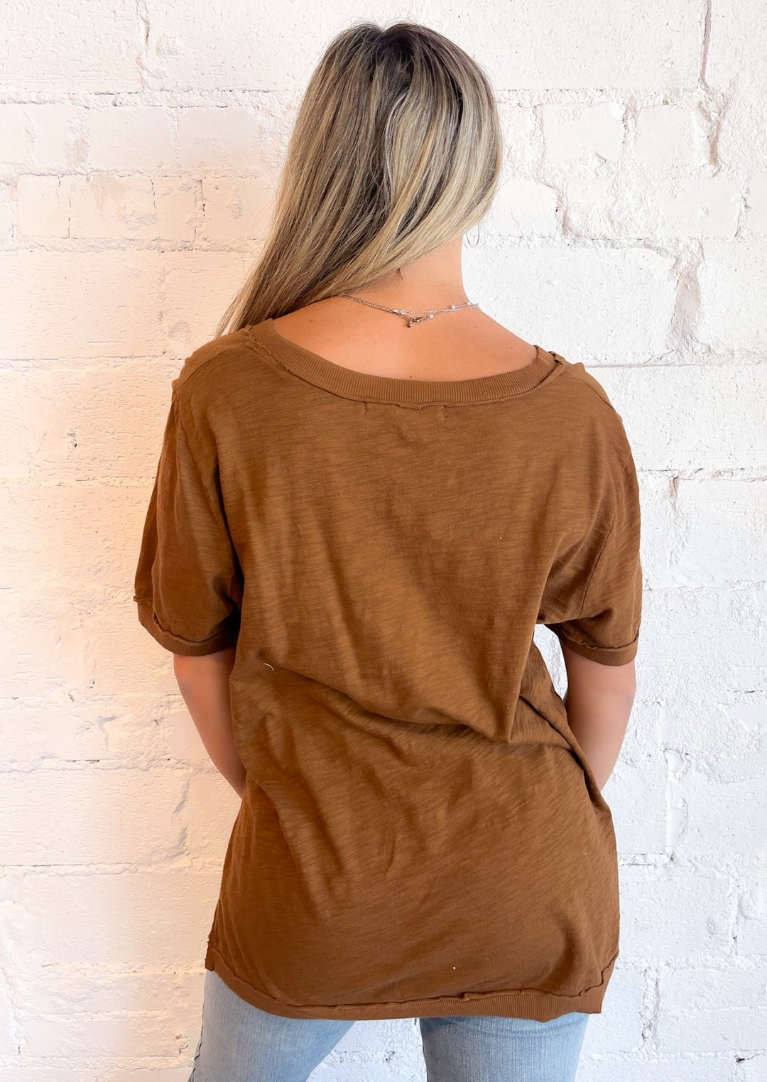 Cinnamon Spice Knock Out V-Neck Tee, Tops, Project Social T, Adeline, dallas boutique, dallas texas, texas boutique, women's boutique dallas, adeline boutique, dallas boutique, trendy boutique, affordable boutique