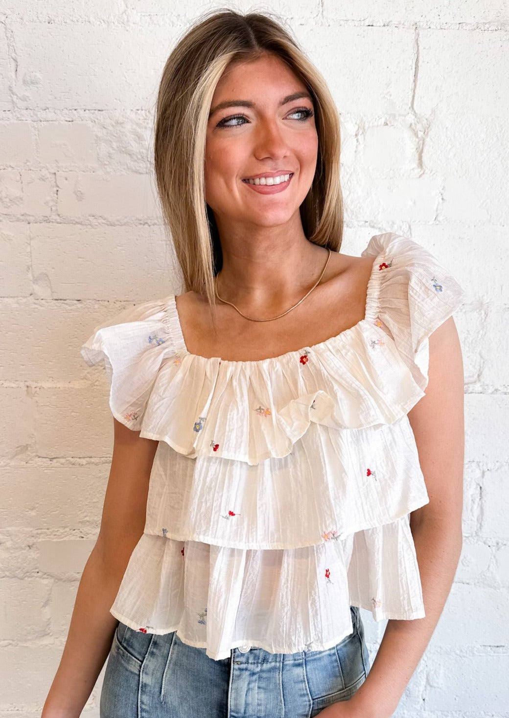 Floral Embroidered Top, Tops, Adeline, Adeline, dallas boutique, dallas texas, texas boutique, women's boutique dallas, adeline boutique, dallas boutique, trendy boutique, affordable boutique