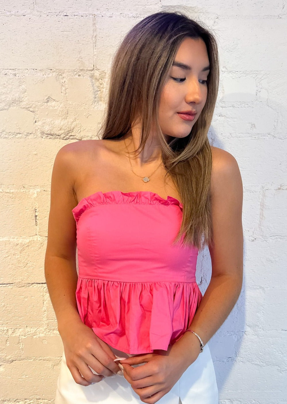 April Strapless Babydoll Top, Tops, Adeline, Adeline, dallas boutique, dallas texas, texas boutique, women's boutique dallas, adeline boutique, dallas boutique, trendy boutique, affordable boutique