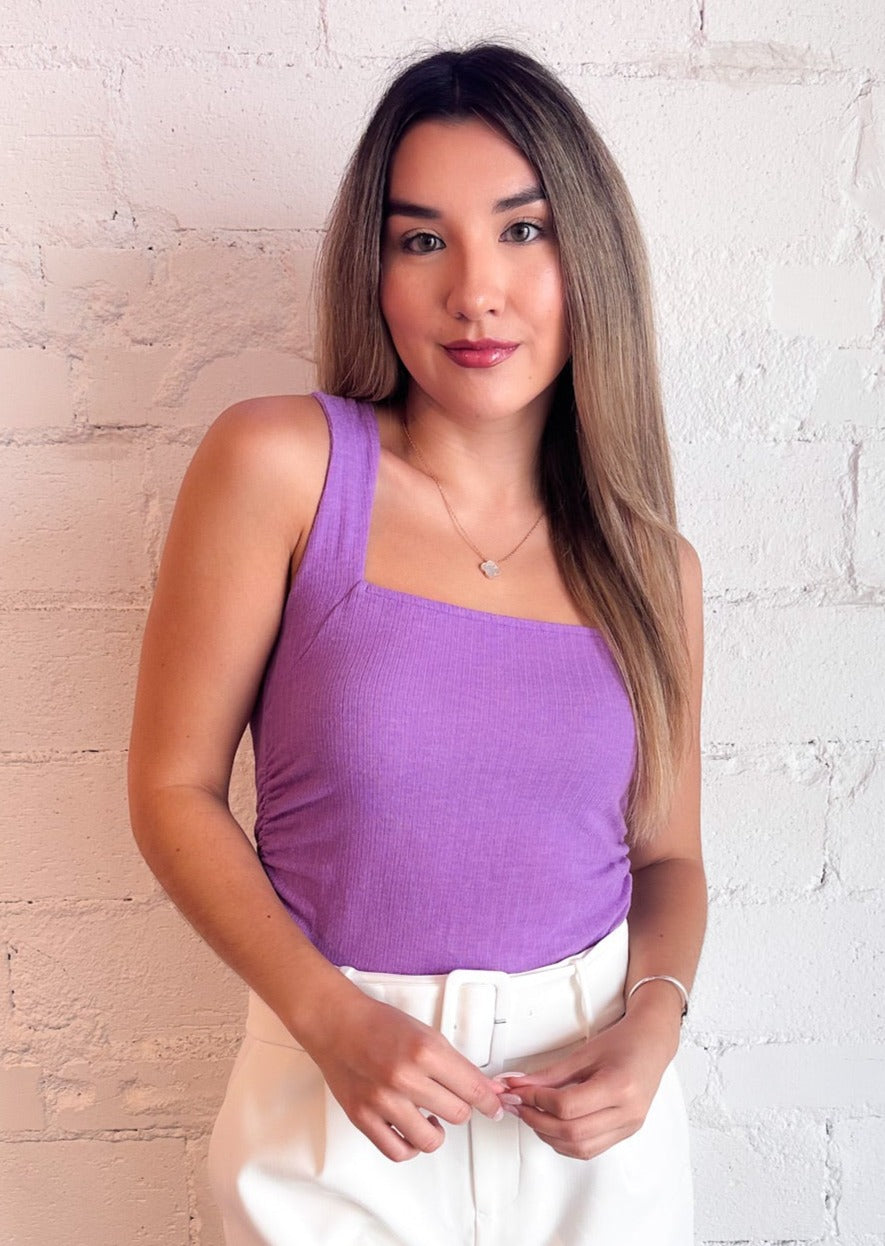 Project Social T Soiree Side Ruched Tank, Tops, Project Social T, Adeline, dallas boutique, dallas texas, texas boutique, women's boutique dallas, adeline boutique, dallas boutique, trendy boutique, affordable boutique