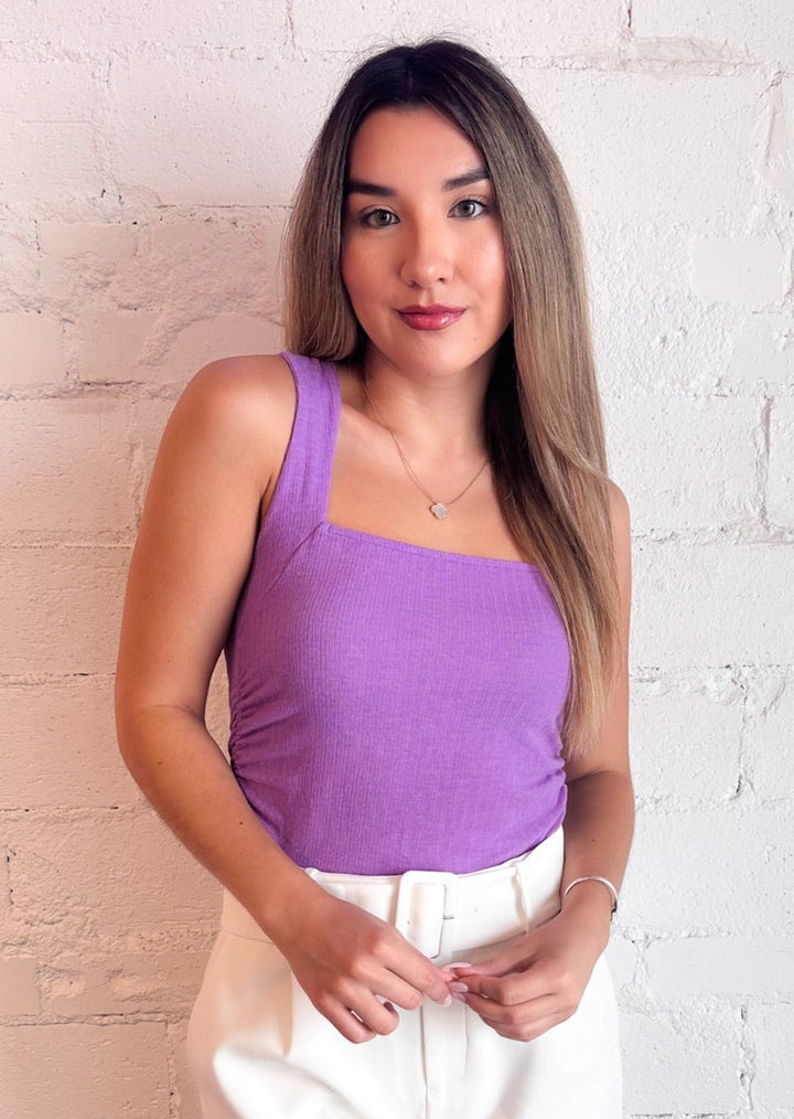 Project Social T Soiree Side Ruched Tank, Tops, Project Social T, Adeline, dallas boutique, dallas texas, texas boutique, women's boutique dallas, adeline boutique, dallas boutique, trendy boutique, affordable boutique