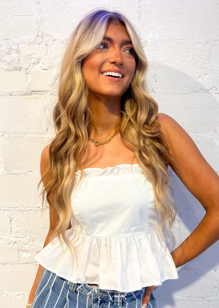 April Strapless Babydoll Top, Tops, Adeline, Adeline, dallas boutique, dallas texas, texas boutique, women's boutique dallas, adeline boutique, dallas boutique, trendy boutique, affordable boutique