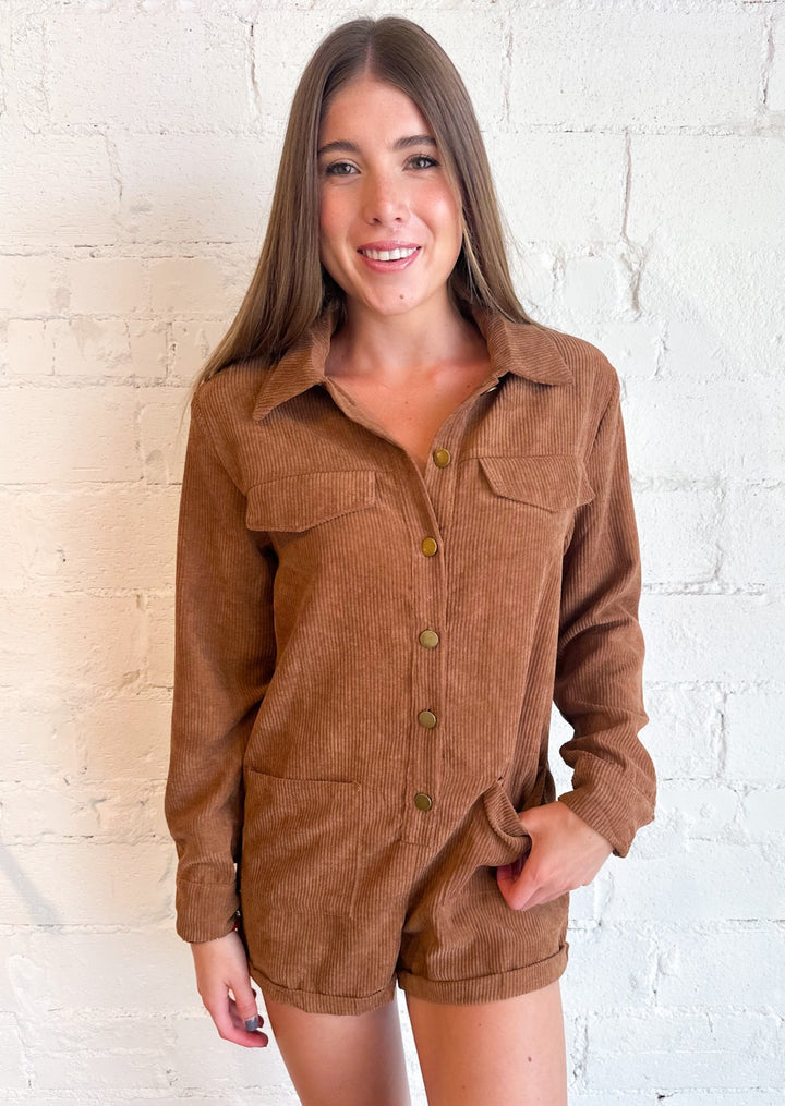 Brownie Button Down Romper, romper, Adeline, Adeline, dallas boutique, dallas texas, texas boutique, women's boutique dallas, adeline boutique, dallas boutique, trendy boutique, affordable boutique