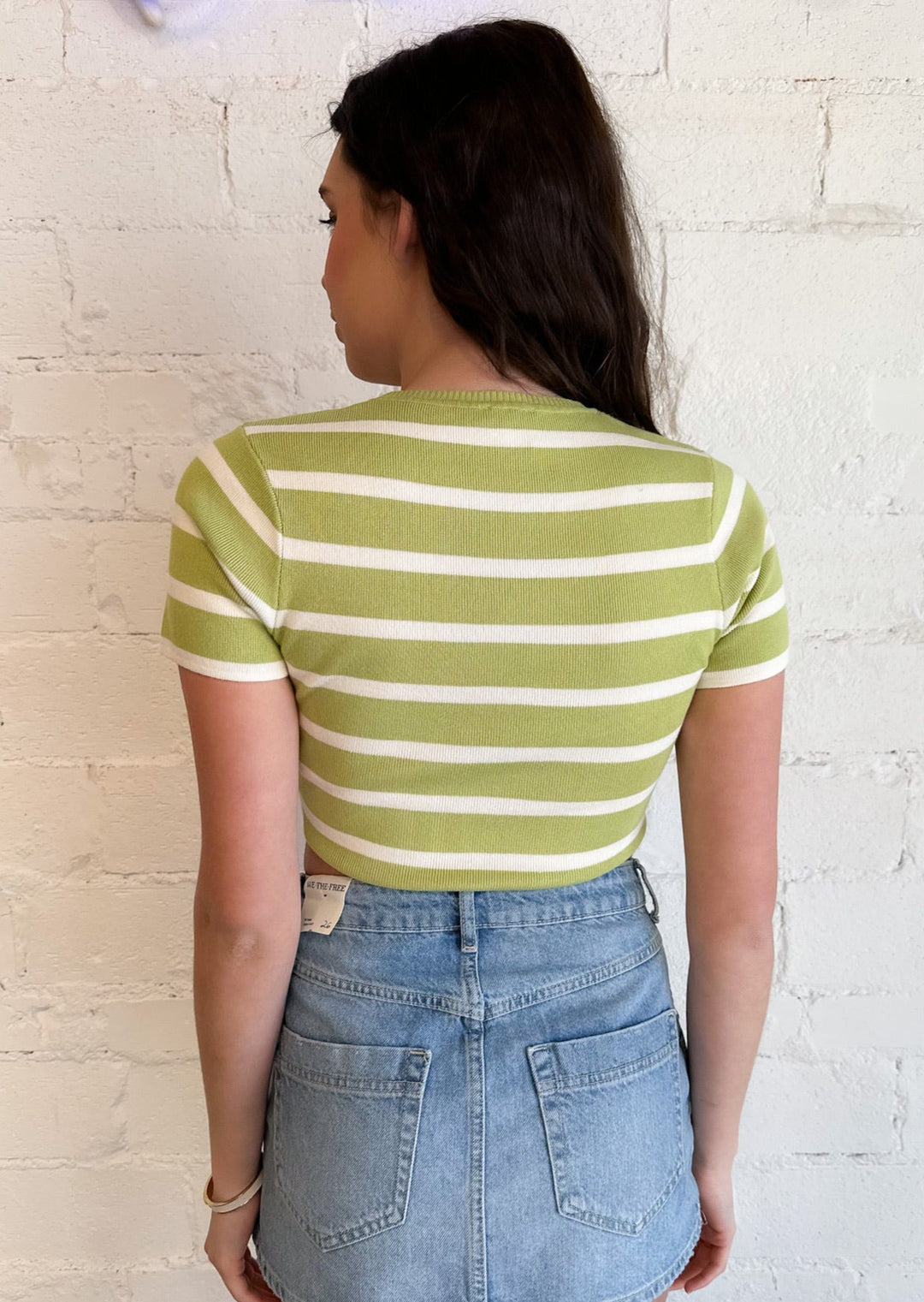 Avocado Stripe Crop Top, Tops, Adeline, Adeline, dallas boutique, dallas texas, texas boutique, women's boutique dallas, adeline boutique, dallas boutique, trendy boutique, affordable boutique