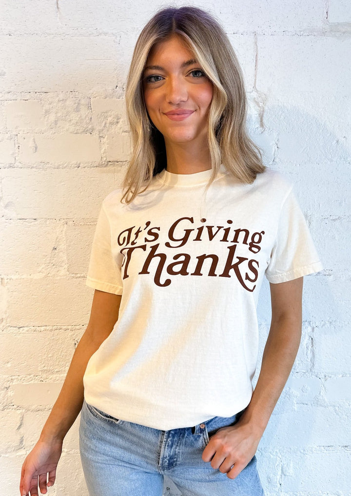 It's Giving Thanks Tee, Tops, Adeline, Adeline, dallas boutique, dallas texas, texas boutique, women's boutique dallas, adeline boutique, dallas boutique, trendy boutique, affordable boutique