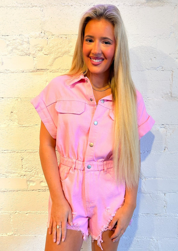 Petal Pop Denim Romper, romper, Adeline, Adeline, dallas boutique, dallas texas, texas boutique, women's boutique dallas, adeline boutique, dallas boutique, trendy boutique, affordable boutique