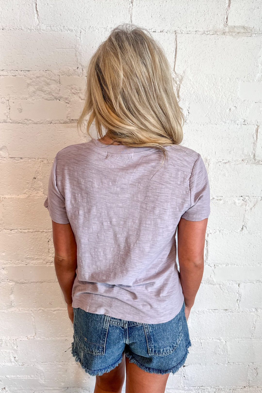 Project Social LavenderBlush Plata Notched Tee, Tee, Adeline Boutique, Dallas Boutique, Boutique Clothing, Basic Tee