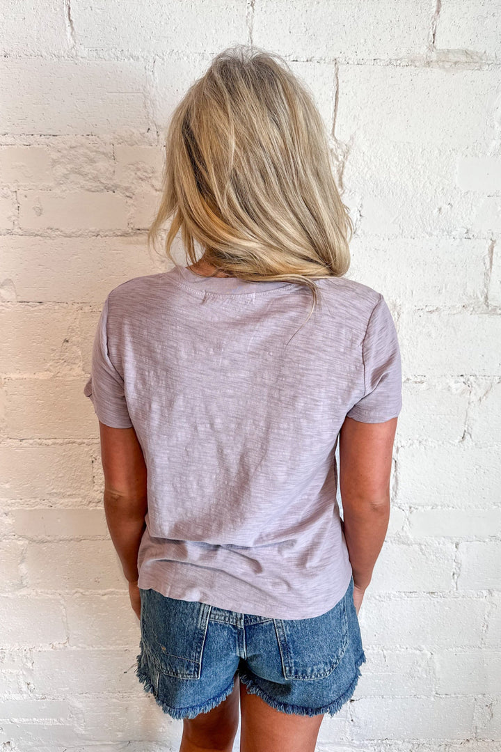 Project Social LavenderBlush Plata Notched Tee, Tee, Adeline Boutique, Dallas Boutique, Boutique Clothing, Basic Tee