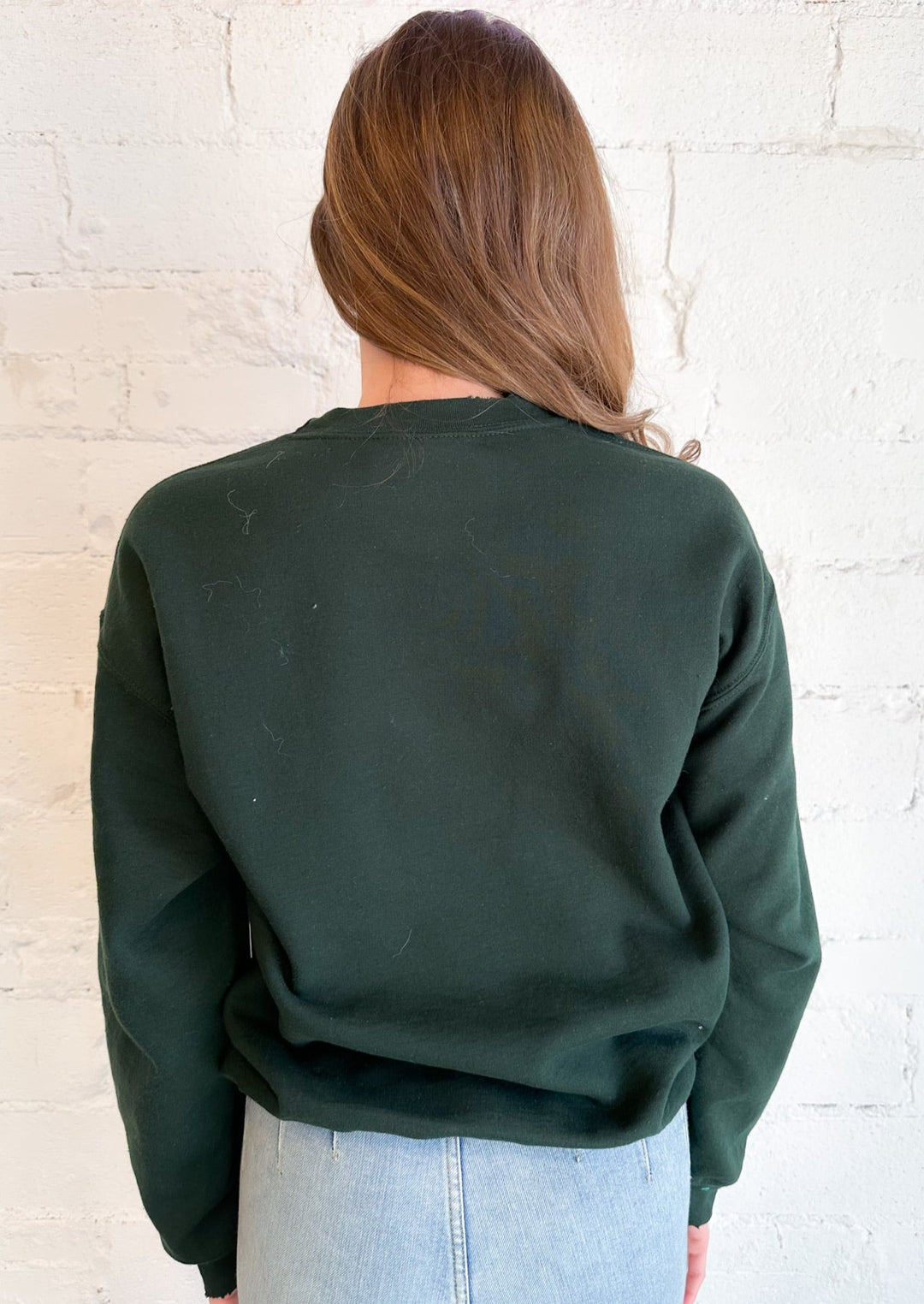 Christmas Patch Military Green Thrifted Sweatshirt, Tops, Adeline, Adeline, dallas boutique, dallas texas, texas boutique, women's boutique dallas, adeline boutique, dallas boutique, trendy boutique, affordable boutique