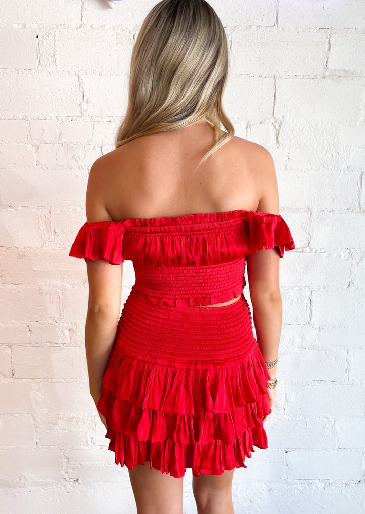 Red Ruffle Sleeve Smock Top, Tops, Reset By Jane, Adeline, dallas boutique, dallas texas, texas boutique, women's boutique dallas, adeline boutique, dallas boutique, trendy boutique, affordable boutique