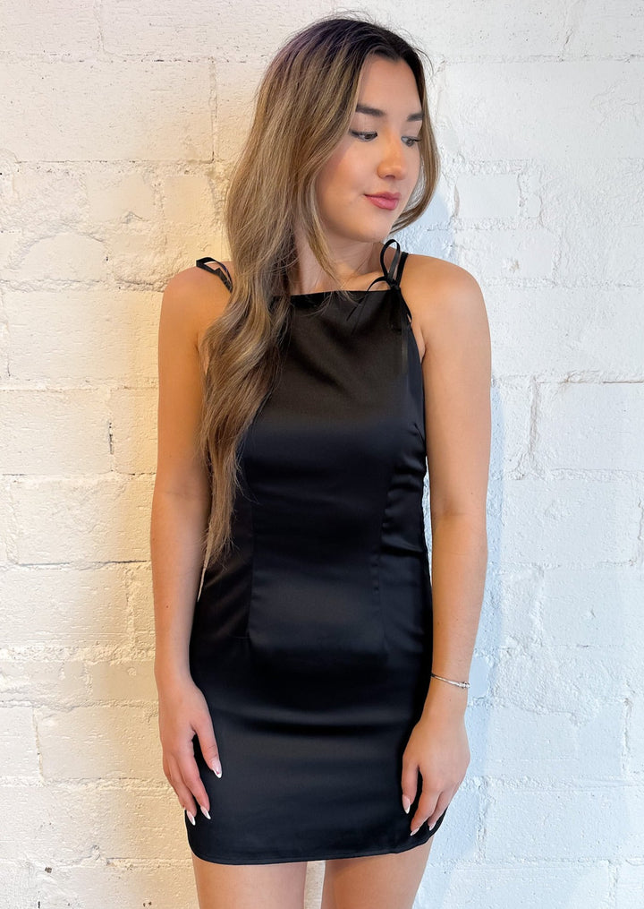 Classy Bow Halter Mini Dress, Dresses, Adeline, Adeline, dallas boutique, dallas texas, texas boutique, women's boutique dallas, adeline boutique, dallas boutique, trendy boutique, affordable boutique