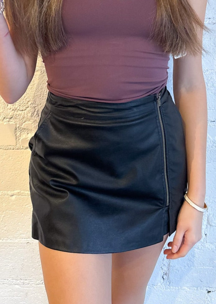 Zipped Up Leather Skort, Skirts, Adeline, Adeline, dallas boutique, dallas texas, texas boutique, women's boutique dallas, adeline boutique, dallas boutique, trendy boutique, affordable boutique