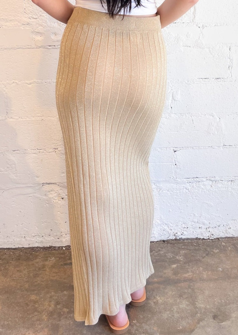 Golden Gleam Ribbed Maxi Skirt, Skirts, Vintage Havana, Adeline, dallas boutique, dallas texas, texas boutique, women's boutique dallas, adeline boutique, dallas boutique, trendy boutique, affordable boutique