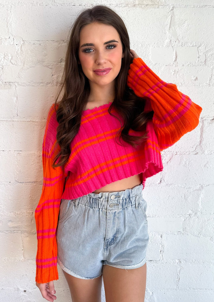 Pop Stripe Sweater, Tops, Adeline, Adeline, dallas boutique, dallas texas, texas boutique, women's boutique dallas, adeline boutique, dallas boutique, trendy boutique, affordable boutique