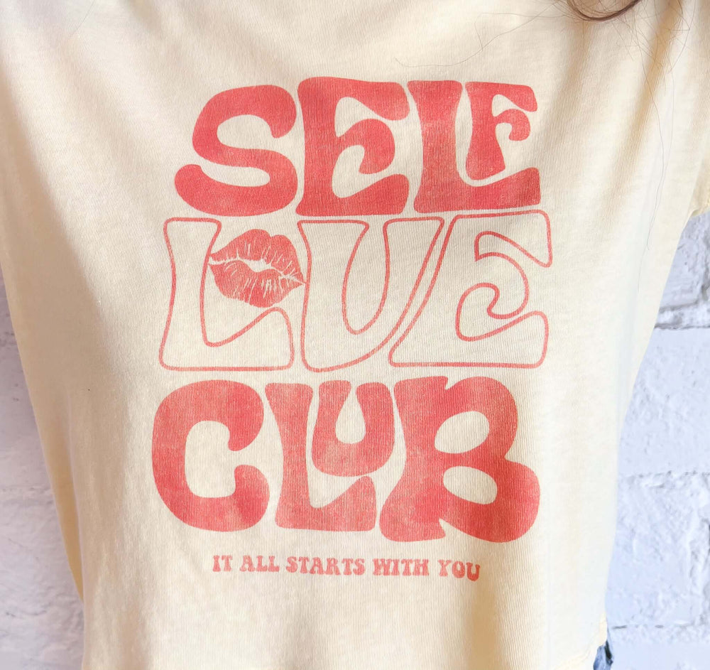 Self Love Club Graphic Crop, Tops, Adeline, Adeline, dallas boutique, dallas texas, texas boutique, women's boutique dallas, adeline boutique, dallas boutique, trendy boutique, affordable boutique