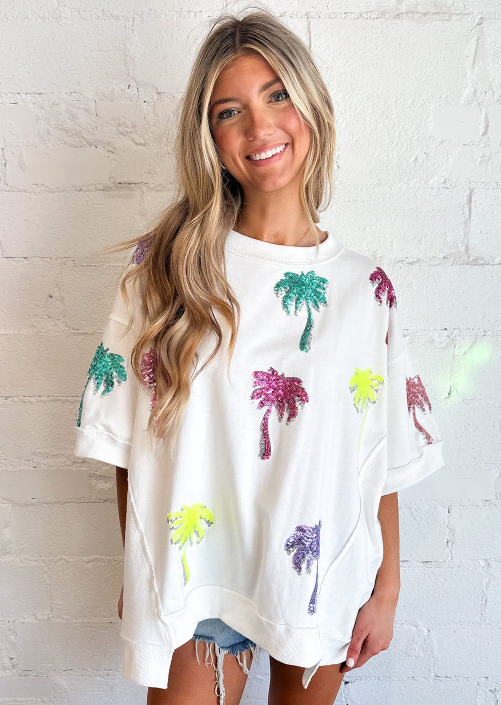 Palm Tree Sequin Top, Tops, Adeline, Adeline, dallas boutique, dallas texas, texas boutique, women's boutique dallas, adeline boutique, dallas boutique, trendy boutique, affordable boutique