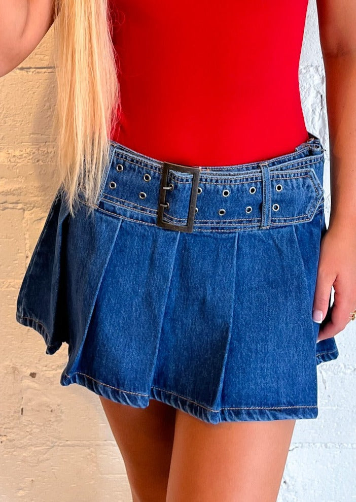 Low Waist Pleated Belt Mini Skirt, Skirts, Adeline, Adeline, dallas boutique, dallas texas, texas boutique, women's boutique dallas, adeline boutique, dallas boutique, trendy boutique, affordable boutique