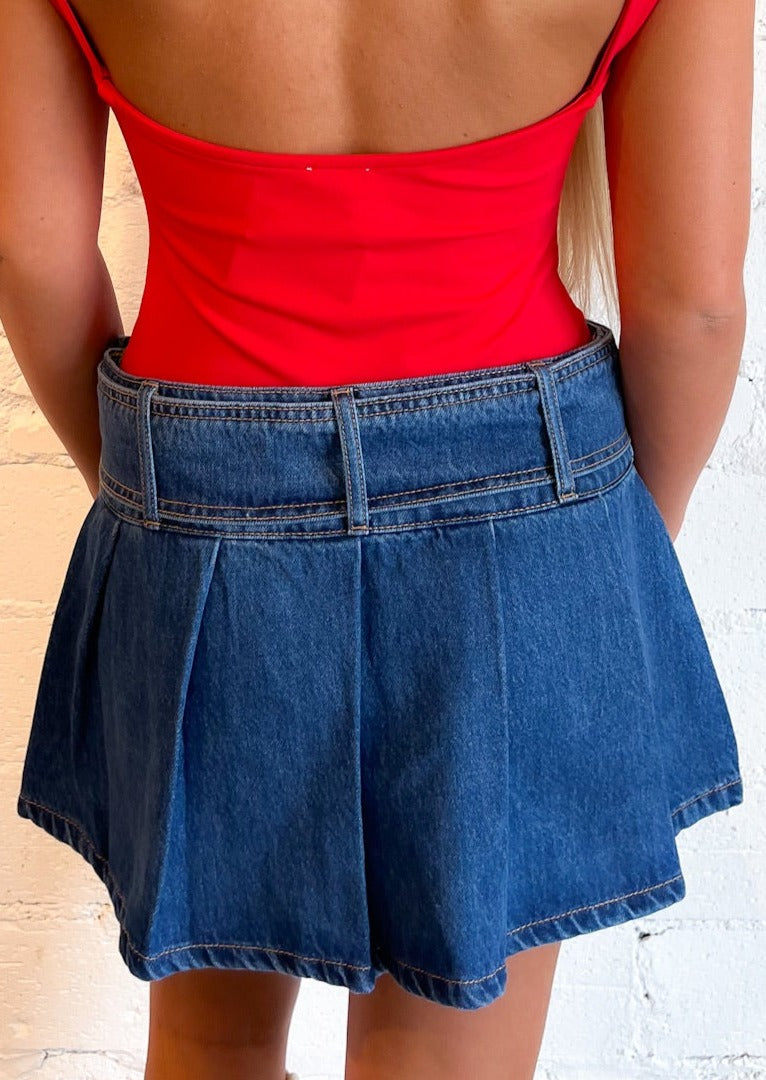 Low Waist Pleated Belt Mini Skirt, Skirts, Adeline, Adeline, dallas boutique, dallas texas, texas boutique, women's boutique dallas, adeline boutique, dallas boutique, trendy boutique, affordable boutique