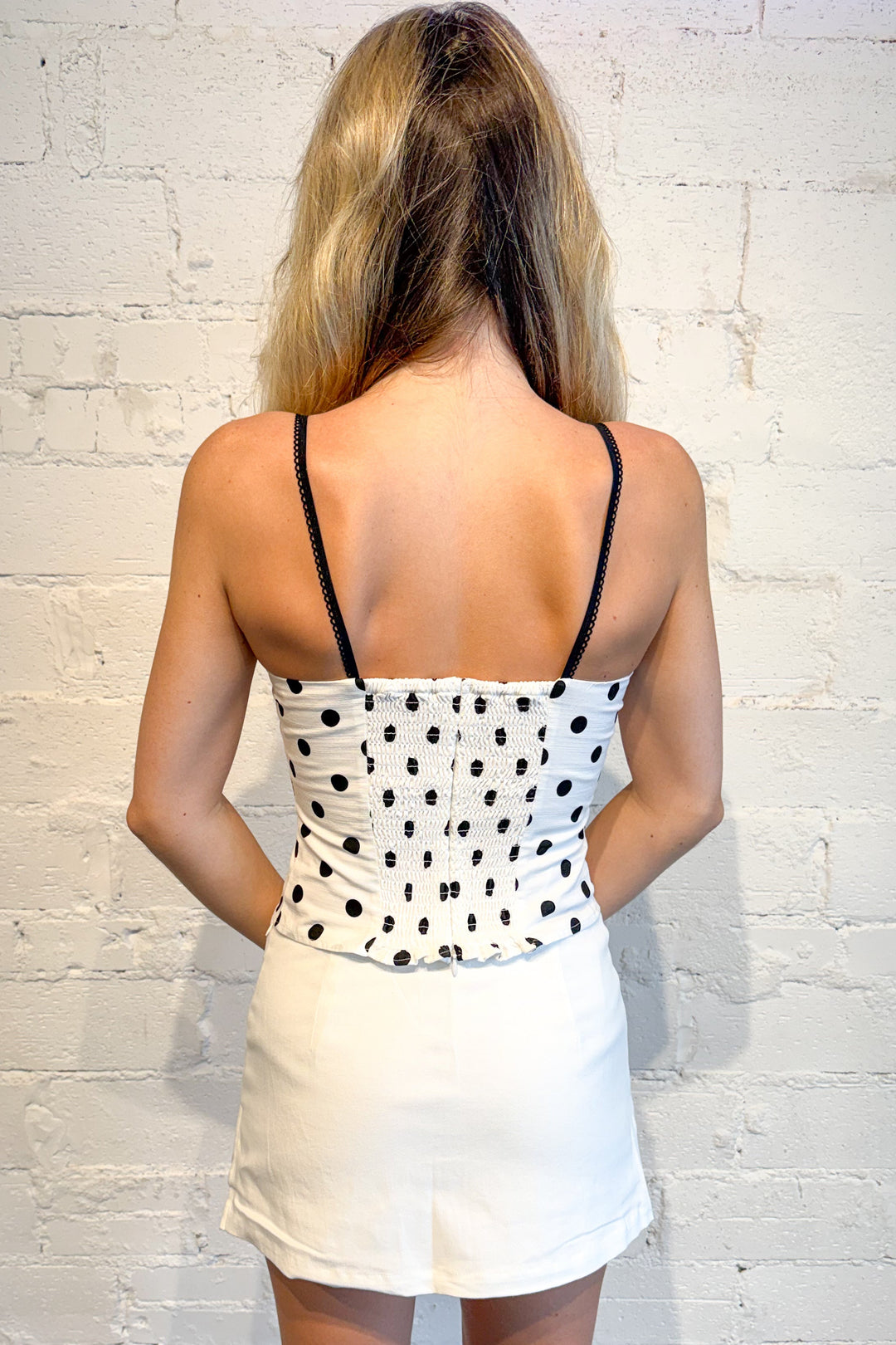 top, tops, polka dot top, going out top, dallas boutique, boutique