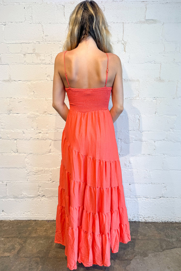dress, dresses, maxi dress, coral seashell sky dress, boutique, dallas boutique
