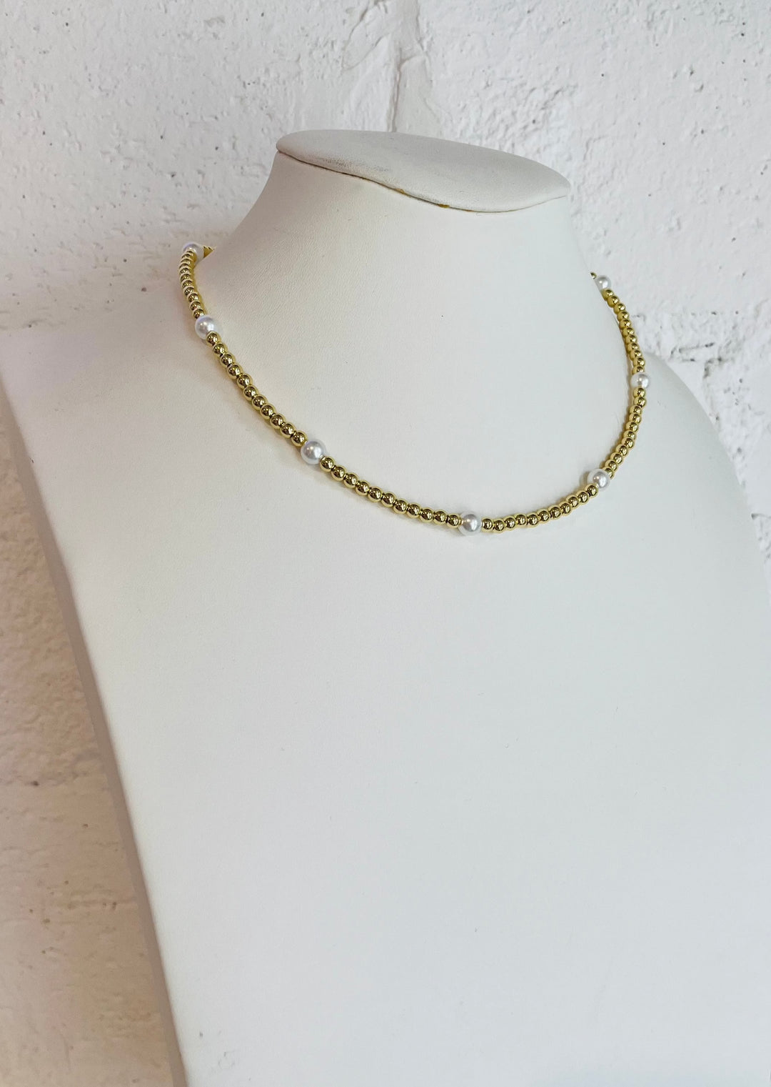 Stainless Steel Gold Necklace with Pearls, Jewelry, Adeline, Adeline, dallas boutique, dallas texas, texas boutique, women's boutique dallas, adeline boutique, dallas boutique, trendy boutique, affordable boutique