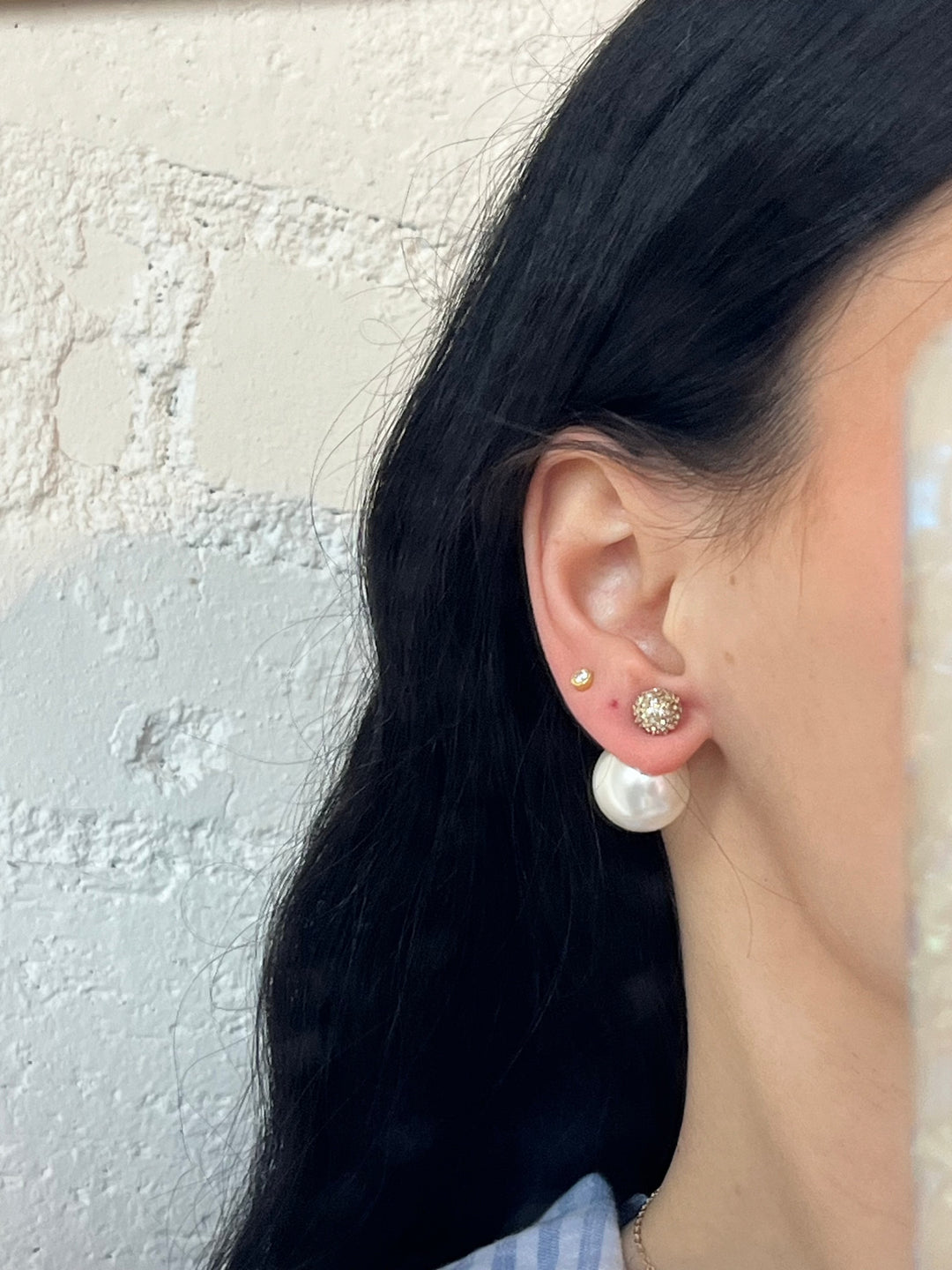 Double Sided Pearl Sparkle Earring, Jewelry, Adeline, Adeline, dallas boutique, dallas texas, texas boutique, women's boutique dallas, adeline boutique, dallas boutique, trendy boutique, affordable boutique