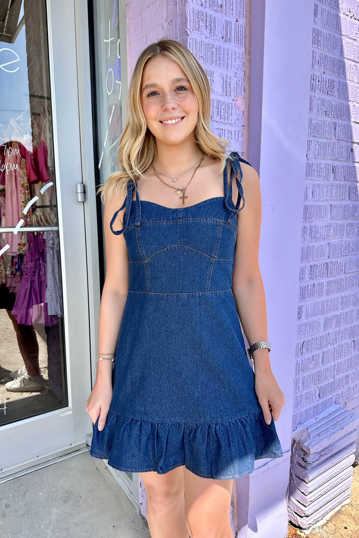 Country Darling Ruffle Hem Dress, Dresses, Day + Moon, Adeline, dallas boutique, dallas texas, texas boutique, women's boutique dallas, adeline boutique, dallas boutique, trendy boutique, affordable boutique