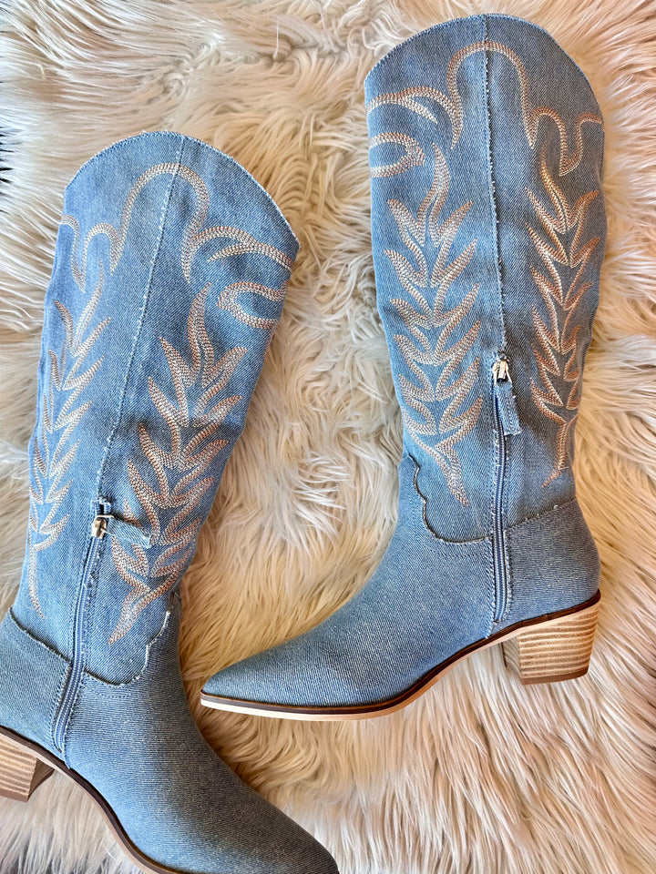 Denim Inlay Boot, Shoes, Miracle Miles, Adeline, dallas boutique, dallas texas, texas boutique, women's boutique dallas, adeline boutique, dallas boutique, trendy boutique, affordable boutique