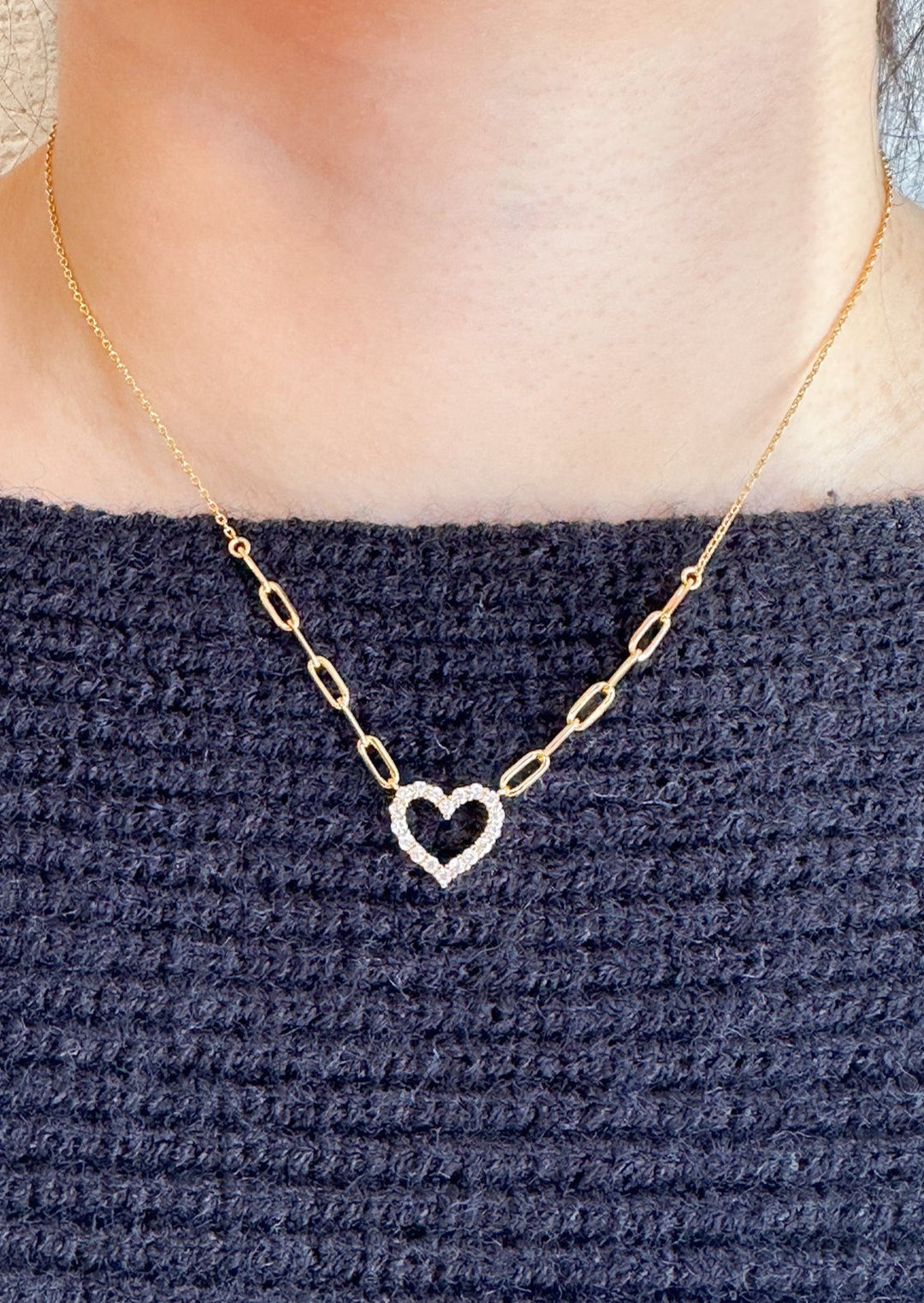 CZ Heart Gold Chain Necklace, Jewelry, Adeline, Adeline, dallas boutique, dallas texas, texas boutique, women's boutique dallas, adeline boutique, dallas boutique, trendy boutique, affordable boutique