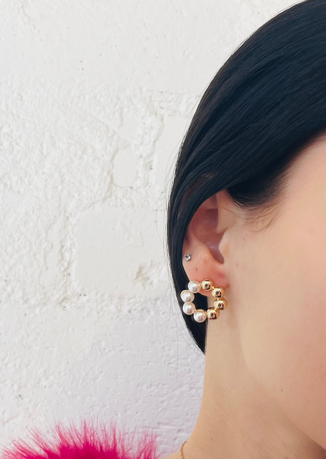 Gold and Pearl Circle Stud Earring, Jewelry, Adeline, Adeline, dallas boutique, dallas texas, texas boutique, women's boutique dallas, adeline boutique, dallas boutique, trendy boutique, affordable boutique
