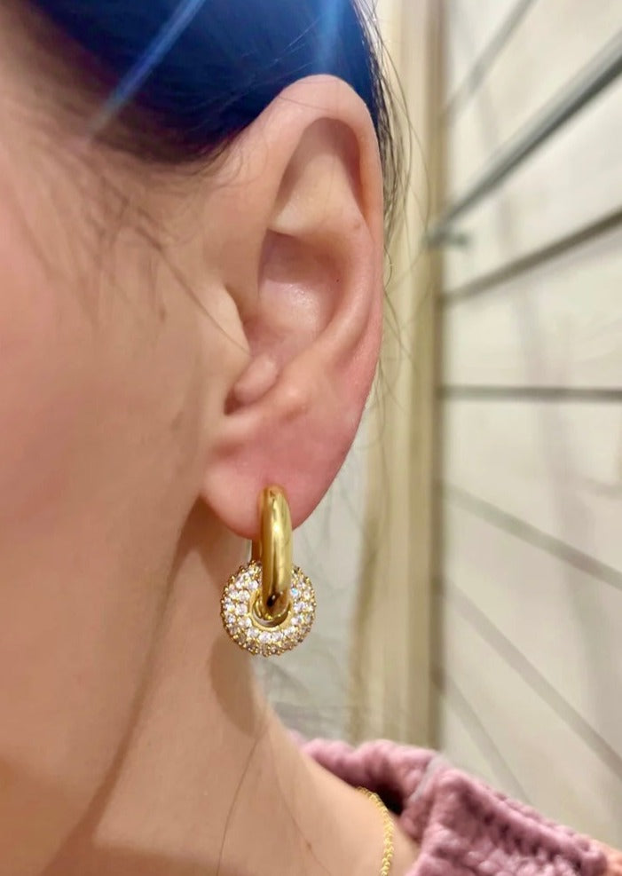 Double Gold CZ Hoop, Jewelry, Adeline, Adeline, dallas boutique, dallas texas, texas boutique, women's boutique dallas, adeline boutique, dallas boutique, trendy boutique, affordable boutique