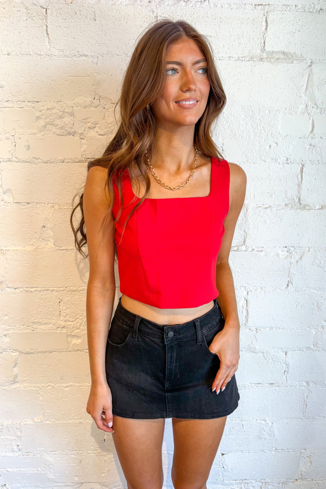 Isabella Square Neck Top, Crop Tops, Game Day Tops, Adeline Boutique, Dallas Boutique, Going Out Tops, Boutique Clothing 