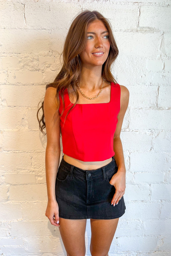 Isabella Square Neck Top, Crop Tops, Game Day Tops, Adeline Boutique, Dallas Boutique, Going Out Tops, Boutique Clothing 