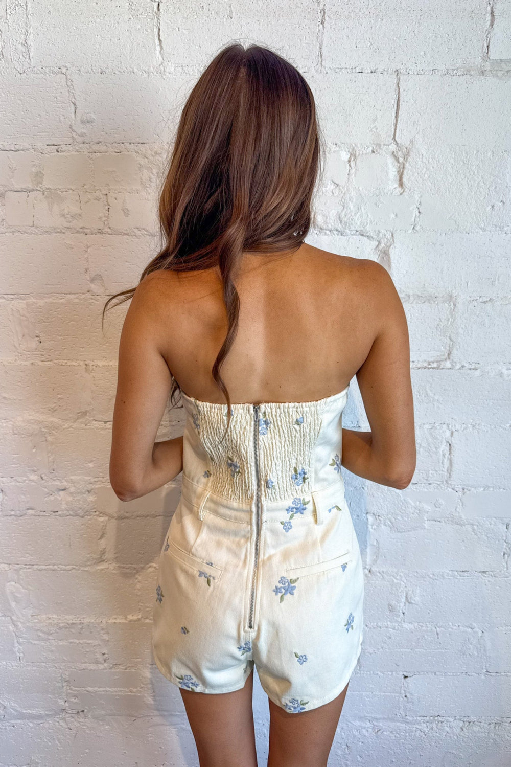 Janie Embroidered Romper, Romper, Denim Romper, Denim, Adeline Boutique, Dallas Boutique, Boutique Clothing, Summer Styles 