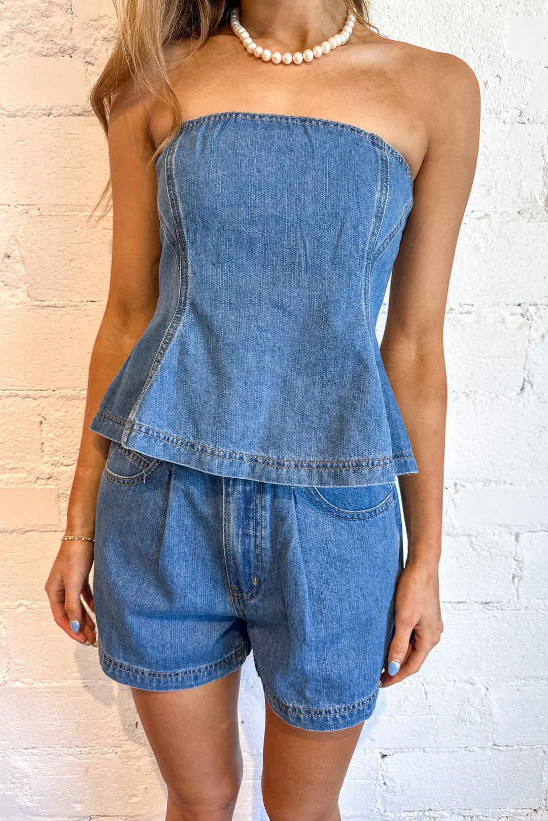 Jessica Denim Shorts, Denim, Matching Set, Two Piece Set, Adeline Boutique, Dallas Boutique, Rodeo Outfit