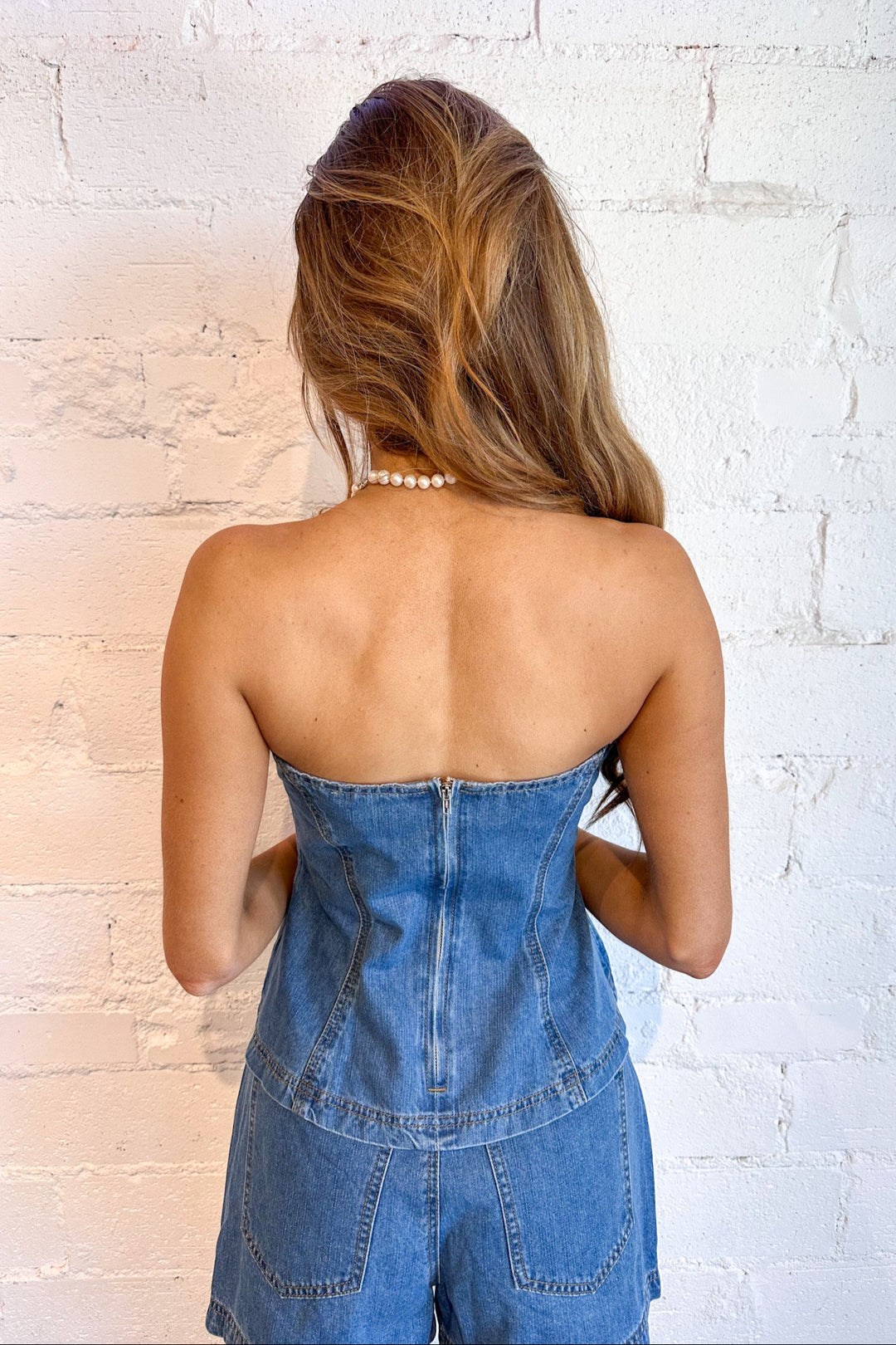 Jessica Denim Tube Top, Tube Top, Denim, Matching Set, Two Piece Set, Rode Outfits