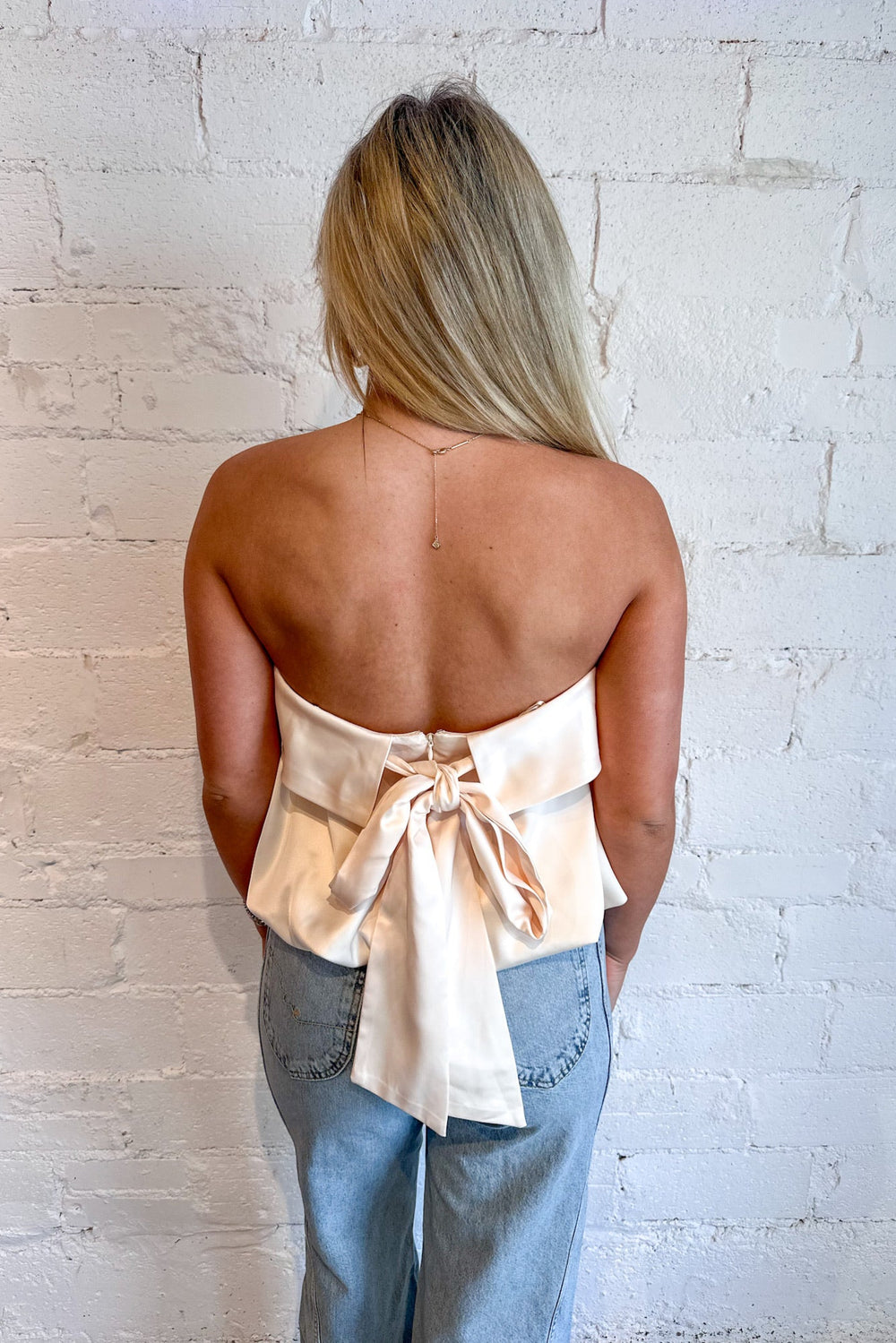 Khloe Strapless Bow Back Top, Spring Tops, Adeline Boutique, Dallas Boutique, Tops, Going Out Top