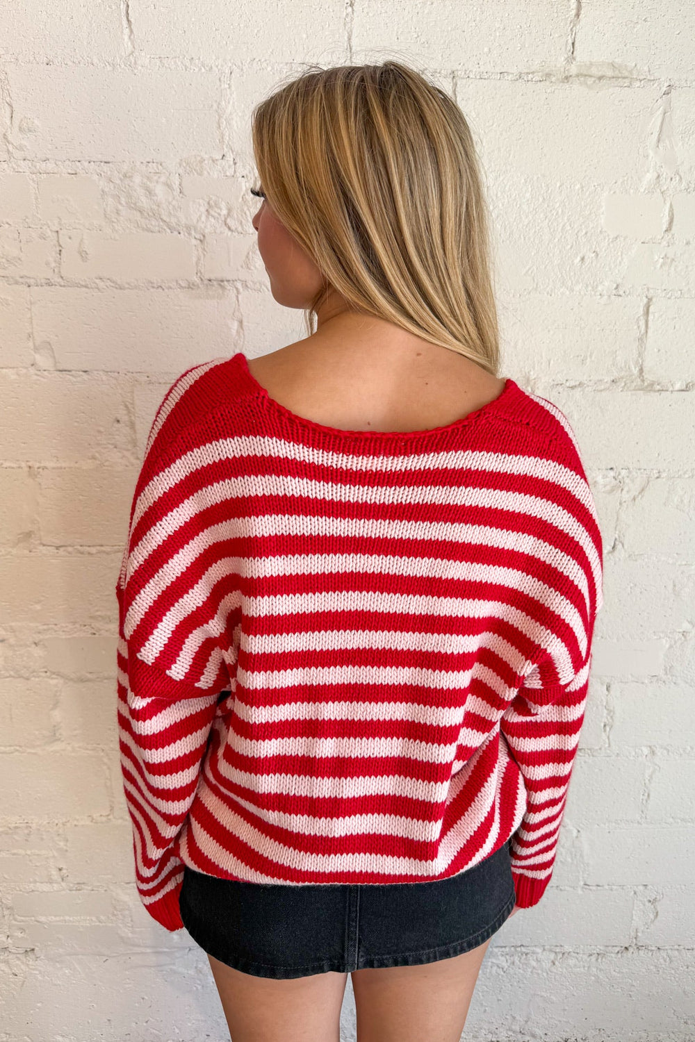 Kristen V-Neck Stripe Sweater, Sweaters, Knit Sweaters, Knit Tops, Tops, Long Sleeve Tops, Adeline Boutique, Dallas Boutique, Women's Tops, Women's Clothing Boutique