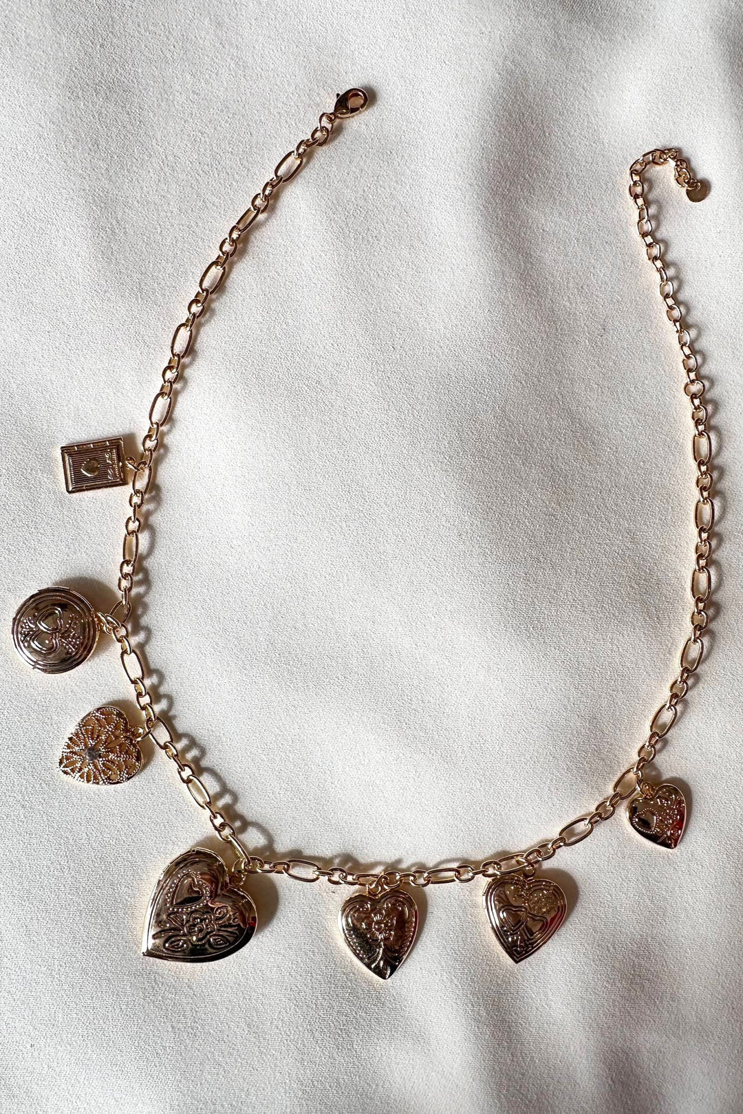 Large Heart & Locket Charm Necklace, Necklace, Jewelry, Adeline Boutique, Gift Idea