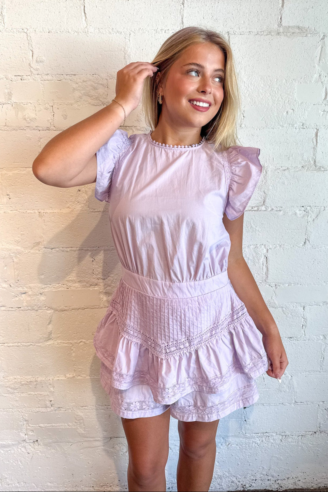Lavender Lace Ruffle Romper, Romper, Adeline Boutique, Rush Dresses, Sorority Dresses, Summer Dresses, Babydoll Dress, Womens Boutique