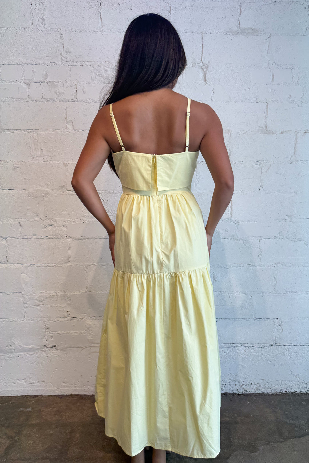 Lemon Drop Midi Dress Back, adeline boutique, dallas, boutique, boutique