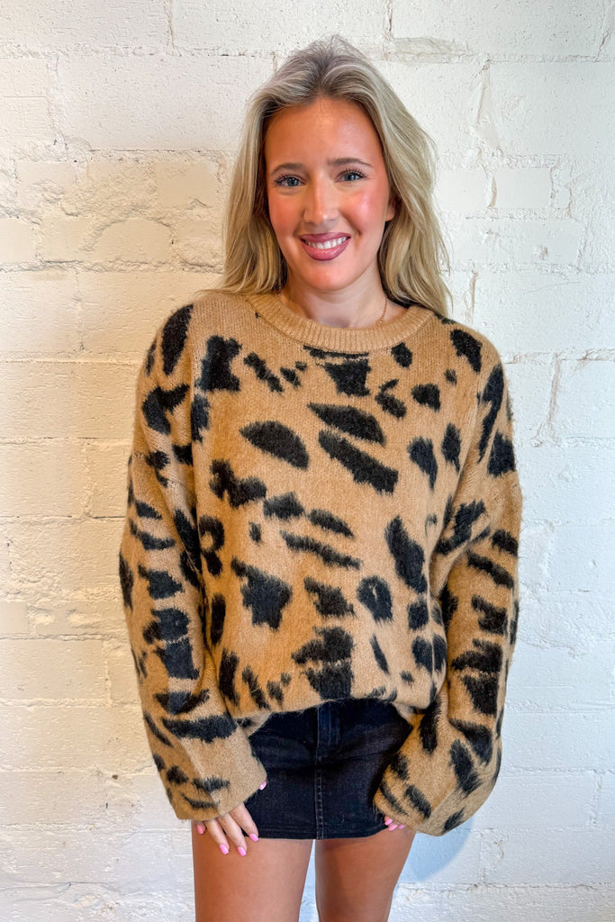 Leopard Fuzzy Knit Oversize Sweater – Adeline