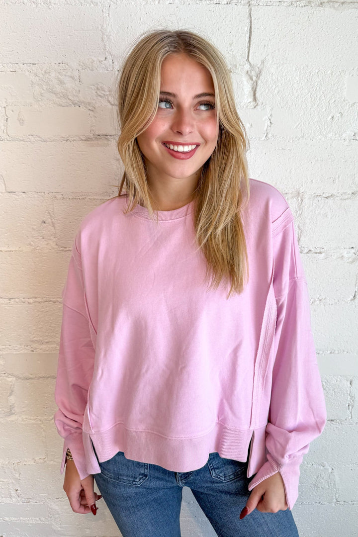 Long Sleeve Round Neck Sweatshirt, Sweatshirt, Crewneck, Tops, Long Sleeve Tops, Adeline Boutique, Dallas Boutique, Women's Tops