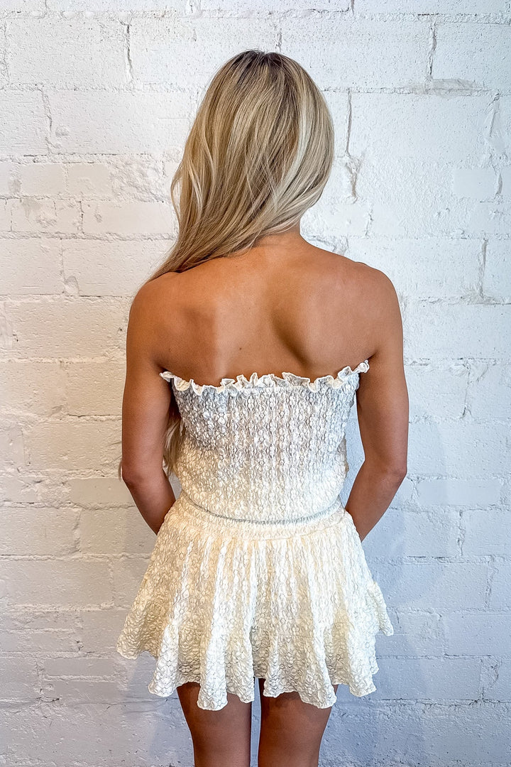 Lovely Lady Lace Mini Dress, Mini Dress, Spring and Summer Dresses, Vacation Dresses, Going Out Dress, Strapless Mini Dress, White Dress, Adeline Boutique, Dallas Boutique