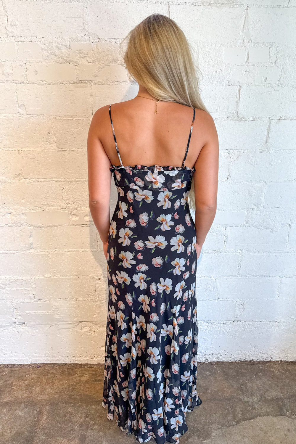 Maeryn Sweetheart Ruffle Maxi Dress, Maxi Dress, Maxi Floral Dress, Wedding Guest Dress, Adeline Boutique, Boutique Dresses, Dallas Boutique, Formal Dresses