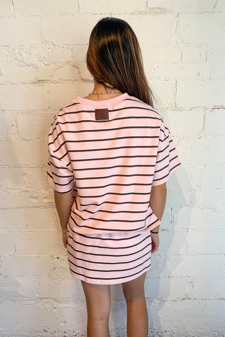 Malibu Morning Mini Skort, Pink Striped Skort, Lounge Skort